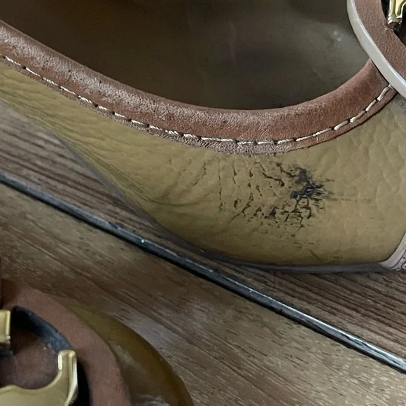 Tory Burch Aaden Logo Mid Heel Pumps Tan Brown Patent Leather Size 7.5 - Picture 8 of 15